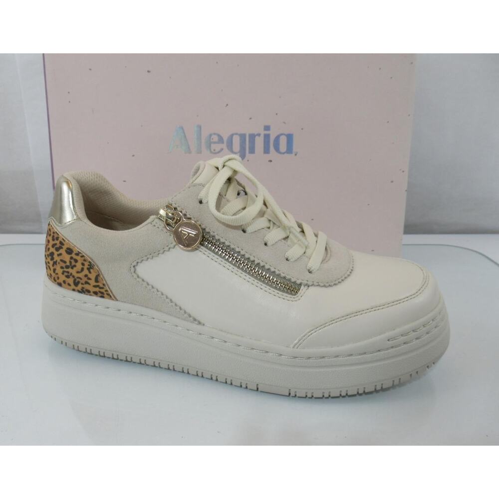 Women's Shoes Alegria Size 9 Averie Lace Up Zip Platform Sneakers Comfort Cream